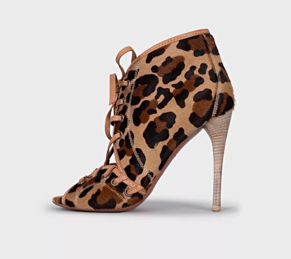 Alaïa Brown Pony Leather Lace-Up Ankle Boots - Size 37.5